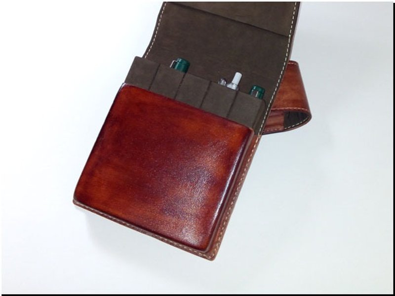 手缝皮件-----五支笔装立体塑型笔盒 - 铅笔盒/笔袋 - 真皮 