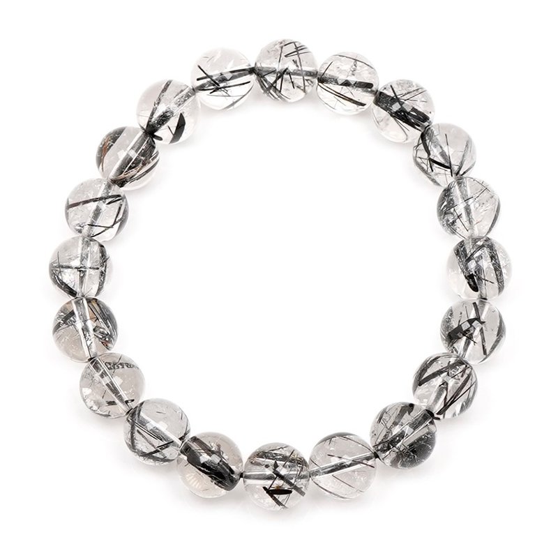 【正佳珠宝】黑发晶 顶级净透 9.3-9.6mm 黑发晶手珠 - 手链/手环 - 半宝石 多色