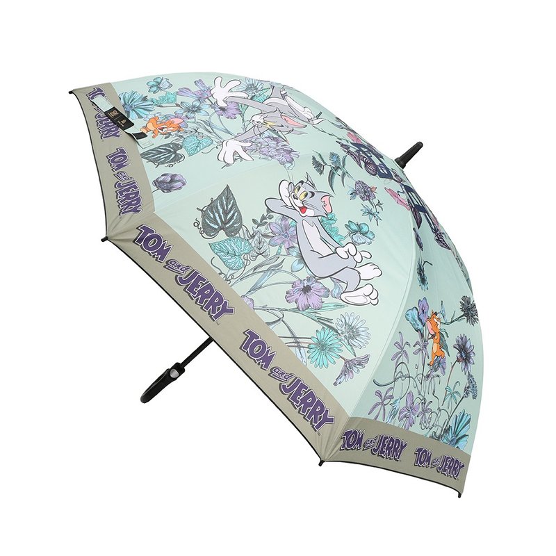 (Tom and Jerry) 汤姆猫与杰利鼠 嬉戏于花间(绿) 黑胶防雷直伞 - 雨伞/雨衣 - 其他材质 绿色