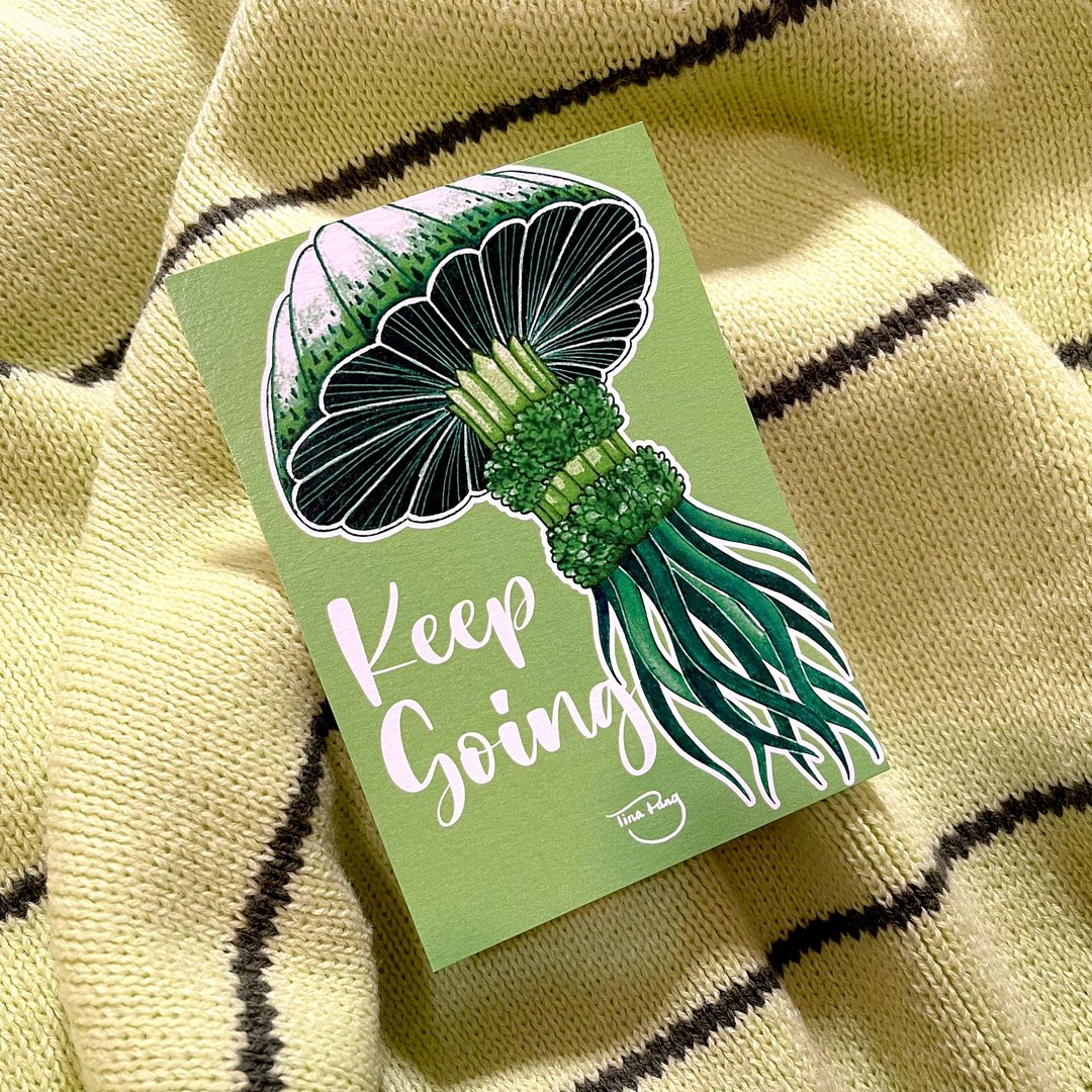 奇幻水母明信片—Keep Going - 卡片/明信片 - 纸 绿色