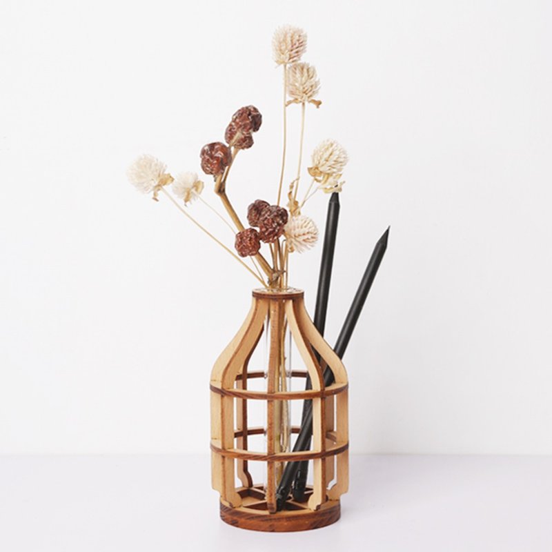 笔筒花器-办公室DIY ─ 圣诞节礼物  送礼包装 加购刻字 - 笔筒/笔座 - 木头 咖啡色