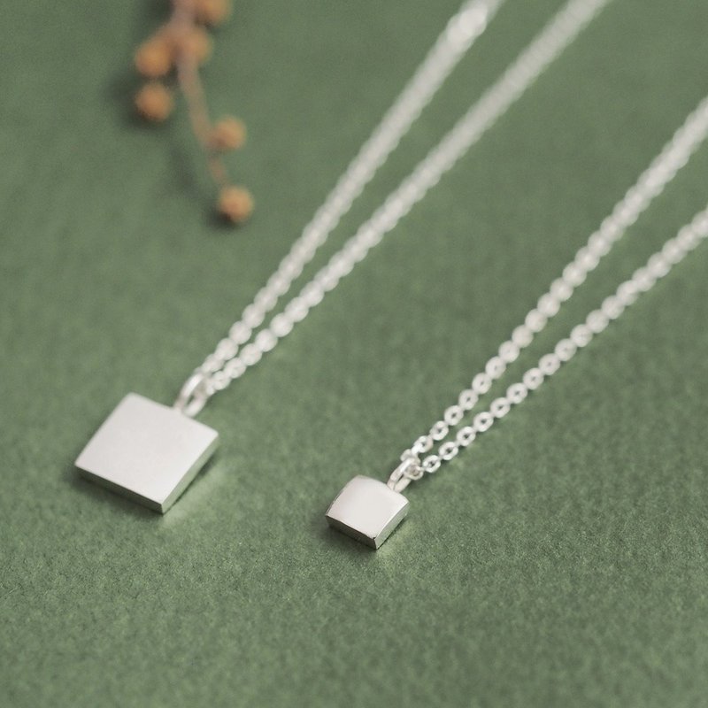 2コset) tiny 四角 ペア ネックレス シルバー925 - 项链 - 其他金属 银色