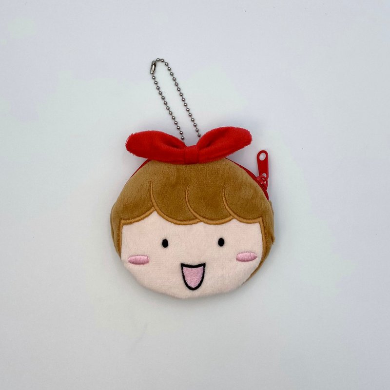 圆滚滚的A玛大头拉链零钱包 - 零钱包 - 棉．麻 红色