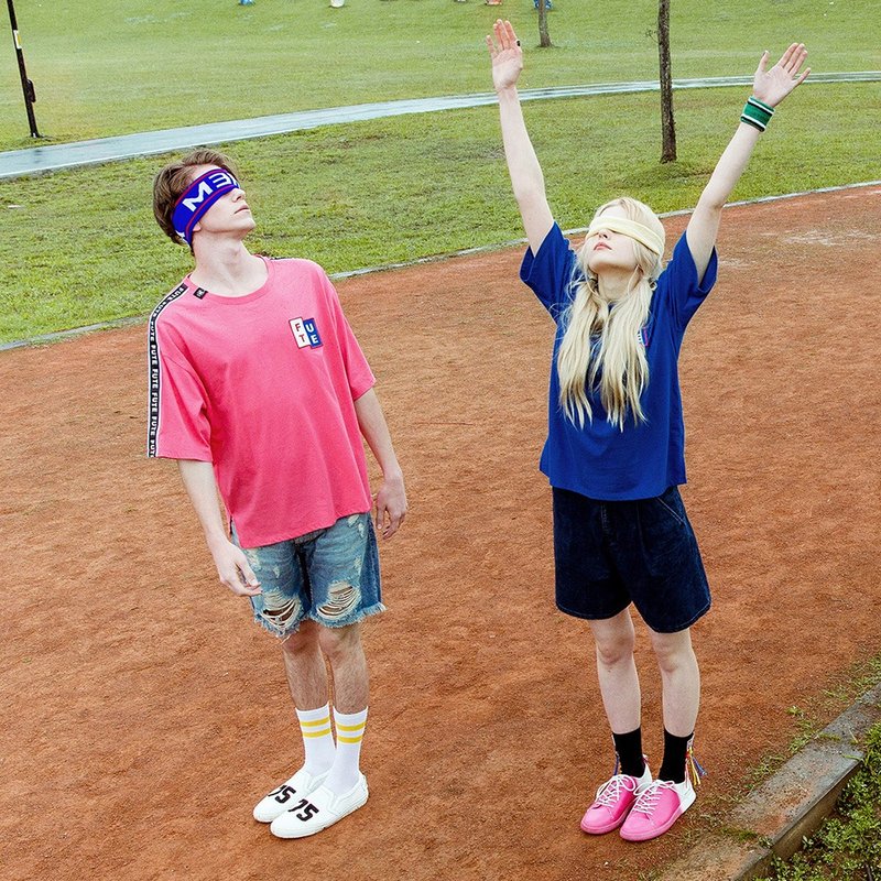 Goody Bag- 宽松落肩 反光织带多色t-shirt / 任选两色 - 女装 T 恤 - 棉．麻 多色