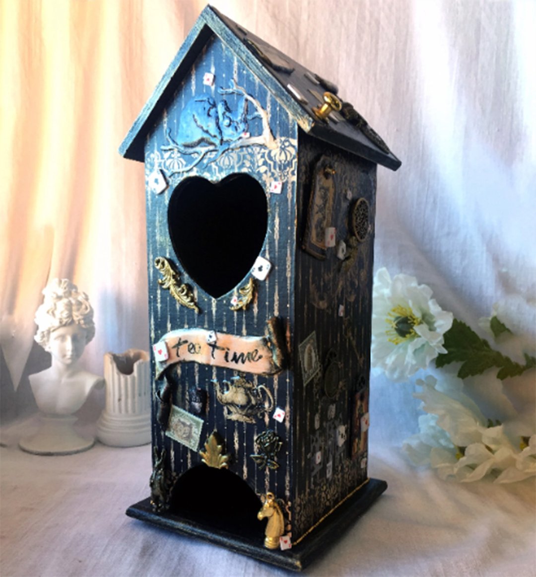 Alice Tea house, Wooden tea box, Alice in wonderland, Tea Party, kitchen decor - 调味罐/酱料瓶 - 木头 黑色