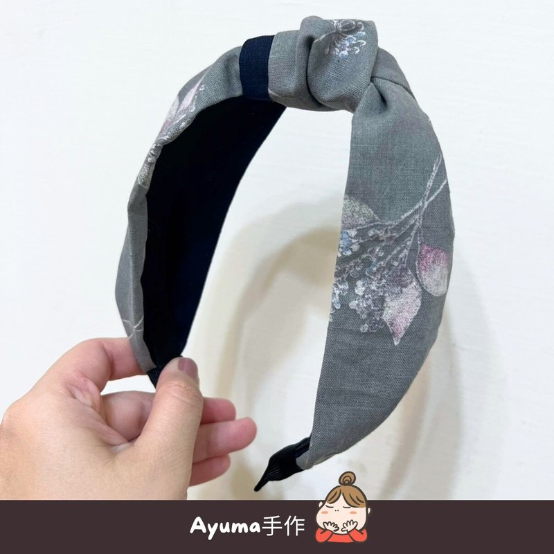古典日本淡彩典雅花艺 厚棉麻 高弹力 扭结发箍 少量制作 手作发 - 发带/发箍 - 棉．麻 