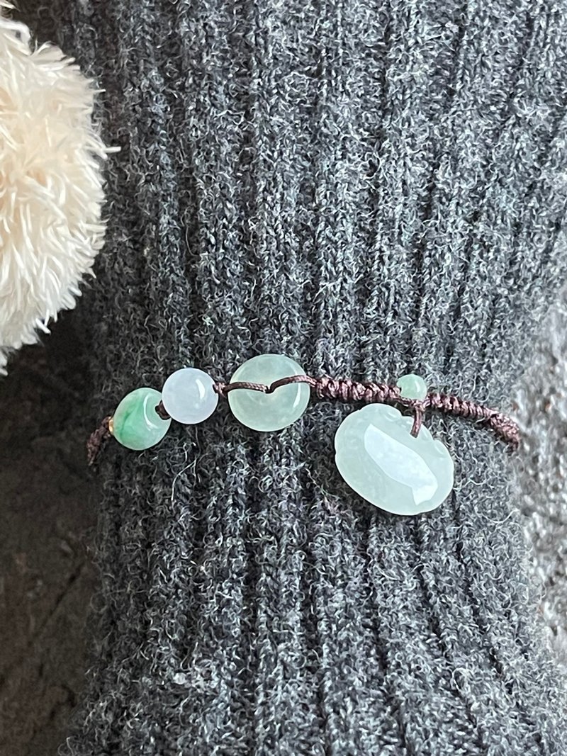 平安如意圆满手作翡翠手环缅甸玉 无优化 天然A货翡翠 - 手链/手环 - 玉石 