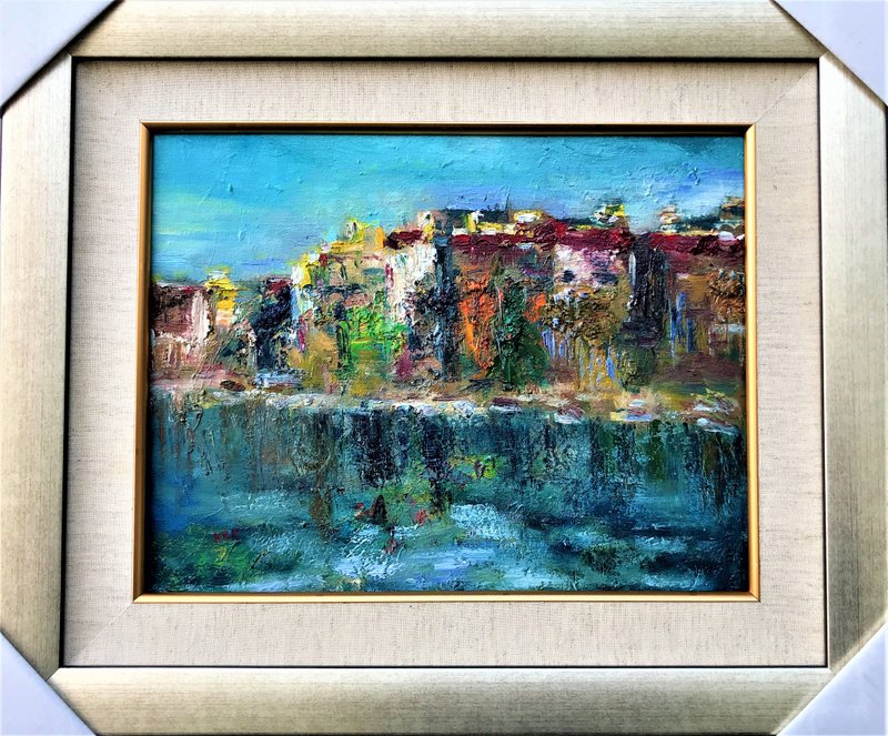 手工油画 河景 包邮  挂画壁画 装饰画 疗愈画 背景墙画 欧式油画 - 海报/装饰画/版画 - 棉．麻 多色