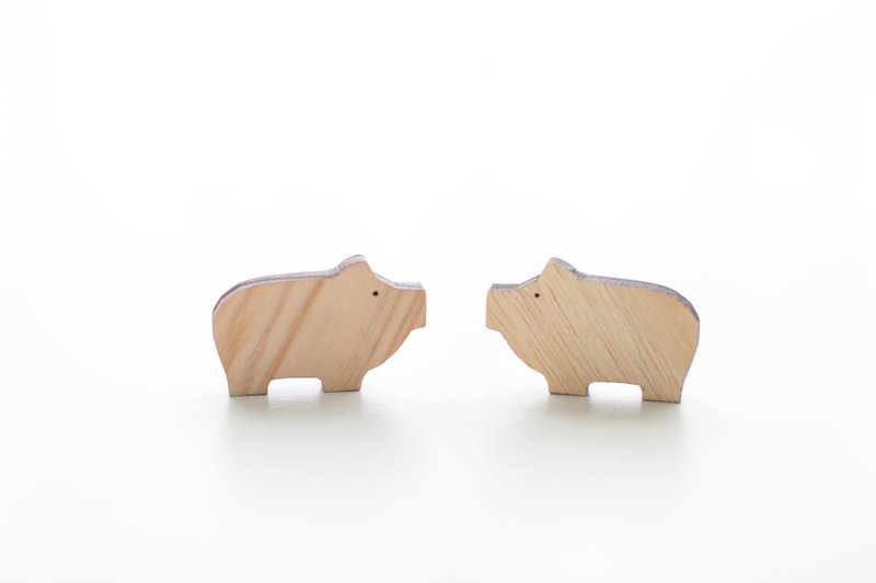 定制化七夕情人节姓名礼物白木/美桧原木浅色造型木片 - 胖胖猪 - 钥匙链/钥匙包 - 木头 橘色