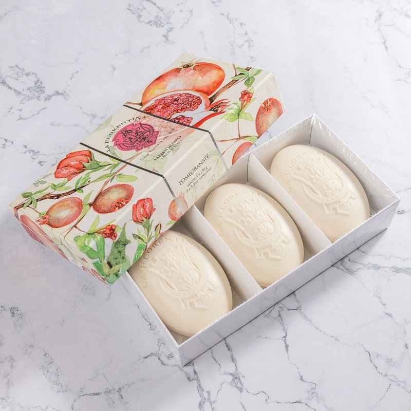 【快速出货】意大利手工香氛皂 150g 3入礼盒组-石榴 - 肥皂/手工皂 - 其他材质 红色