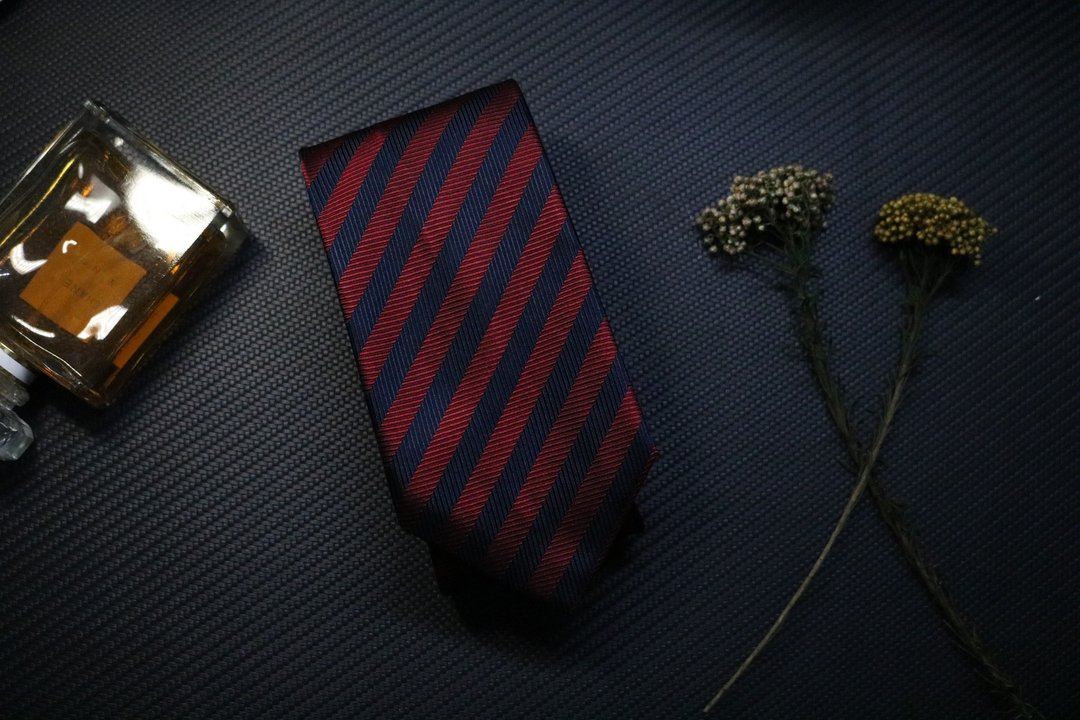 红蓝拼色条纹真丝领带礼盒装绅士商务necktie - 领带/领带夹 - 丝．绢 多色