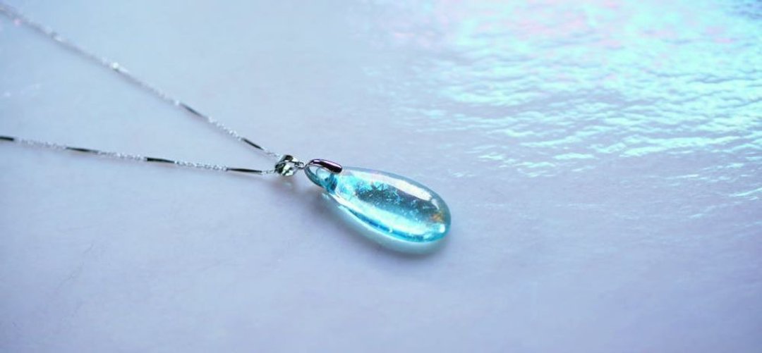 [Made to order] Aqua drop --Coral sea-- - 项链 - 玻璃 蓝色