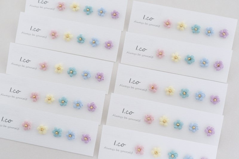 Embroidery thread crochet earrings - 耳环/耳夹 - 绣线 粉红色