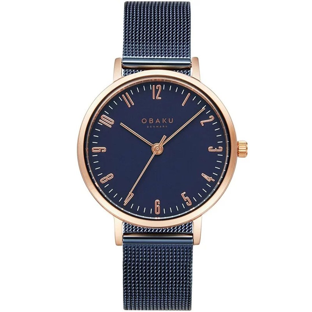OBAKU 城市探索淑女时尚腕表-玫瑰金X蓝-V248LXVLML-32mm - 女表 - 不锈钢 多色