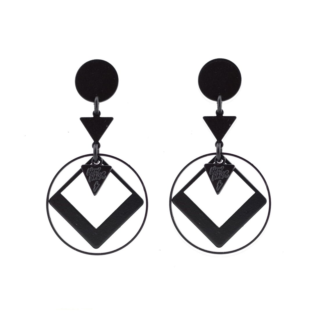 NEW NOISE 音乐饰品实验所-小空间耳环(雾黑色) Small space earrings - 耳环/耳夹 - 其他金属 黑色