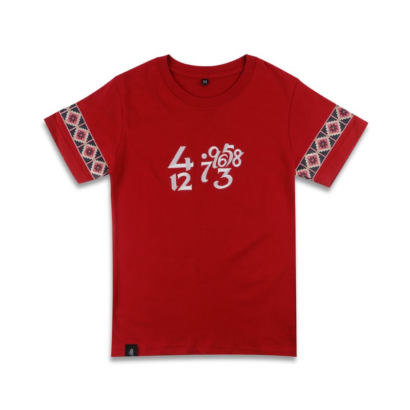 台湾T-shirt│数字台湾复古T-红 - 中性连帽卫衣/T 恤 - 棉．麻 红色
