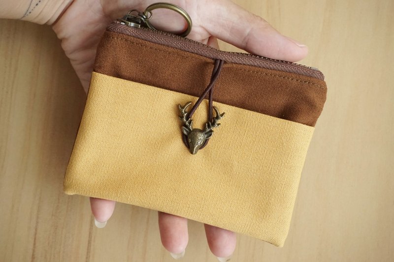 女 圣诞礼物– 钱包 - 焦糖色vs.黄色(小鹿) - 轻帆布 - 皮夹/钱包 - 棉．麻 黄色