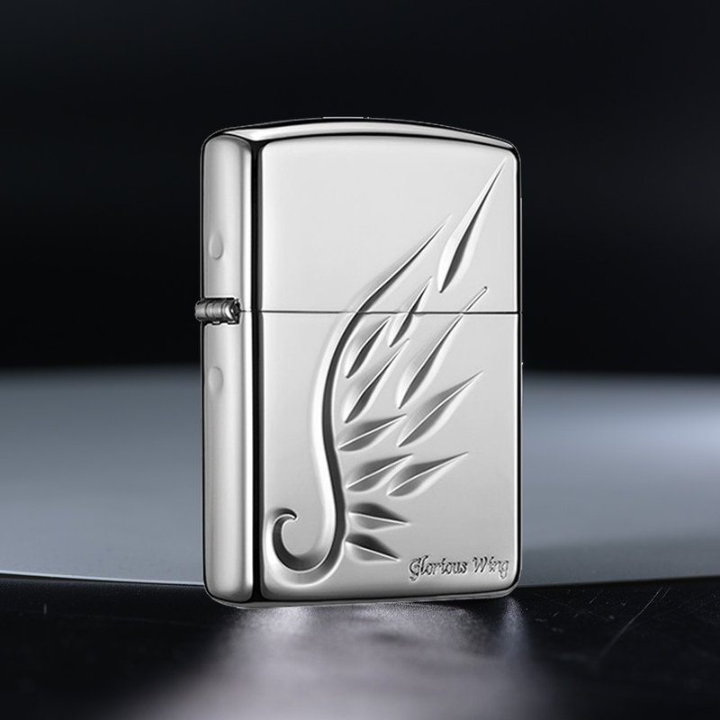 【ZIPPO官方旗舰店】 精雕银色羽翼(加厚版)防风打火机 ZA-5-32B - 其他 - 铜/黄铜 银色
