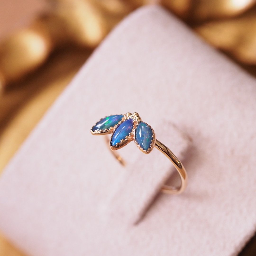接单订制 天然澳洲水晶蛋白石 10K金戒指 Opal birthstone K10YG - 戒指 - 贵金属 多色