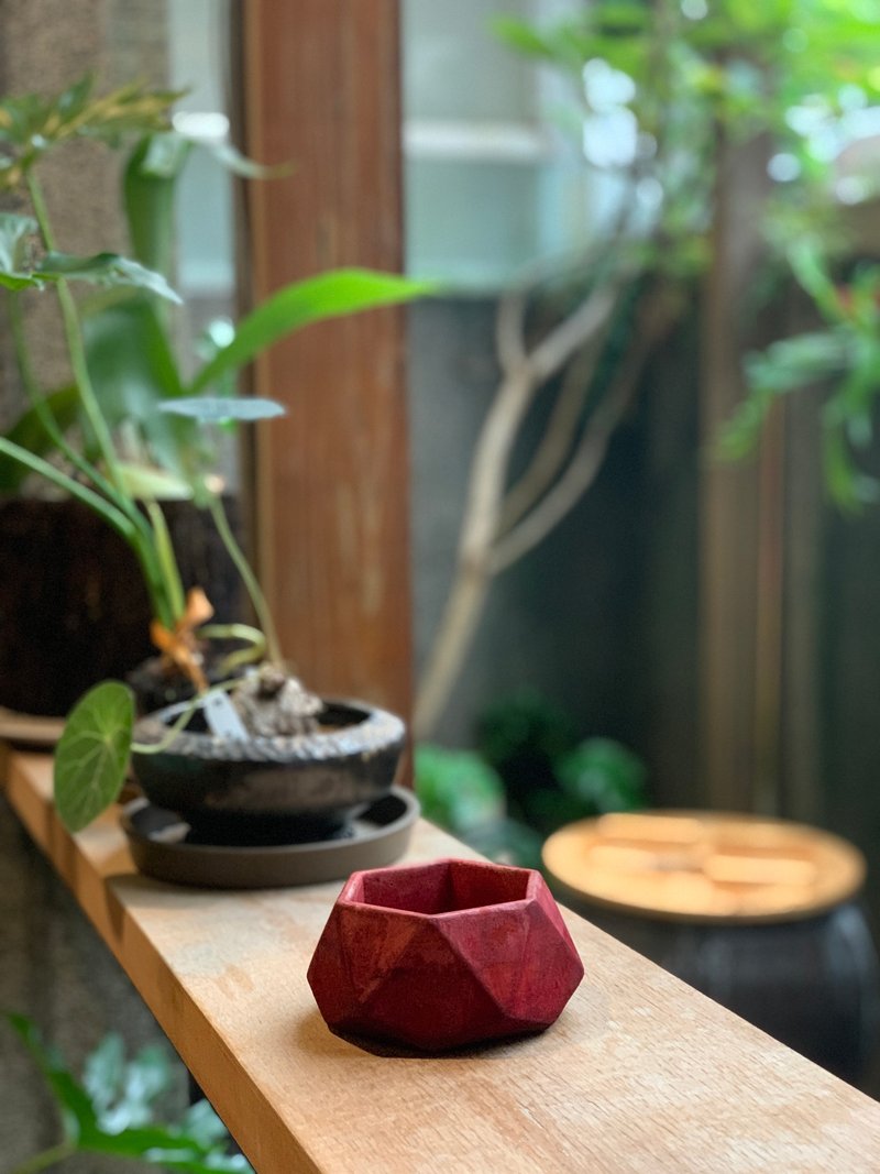 植物染水泥盆 花器 (茜染) Natural Dye - 花瓶/陶器 - 水泥 红色