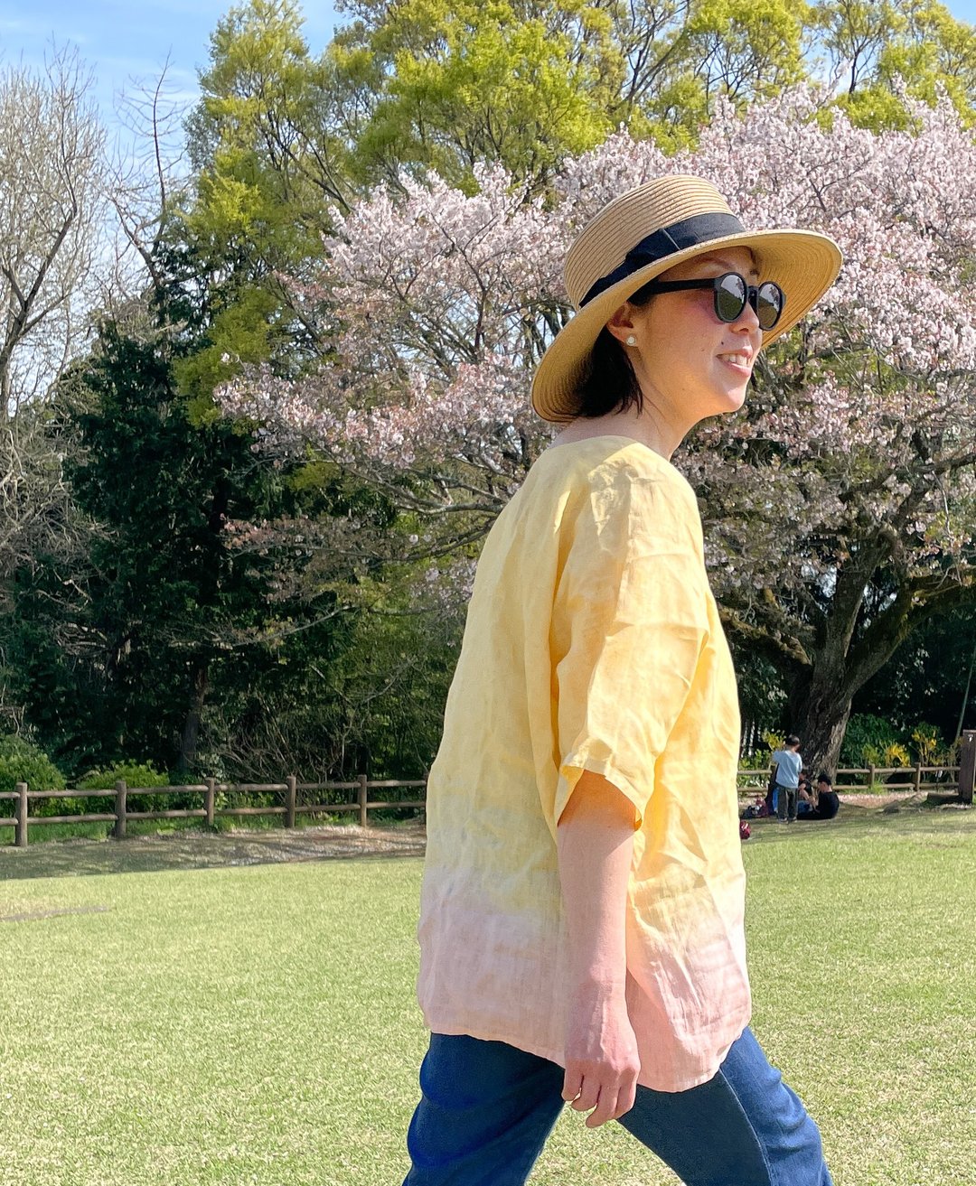 日本制 泥染 法国亚麻 短袖T恤 罩衫 Linen Shirts - 中性连帽卫衣/T 恤 - 棉 黄色