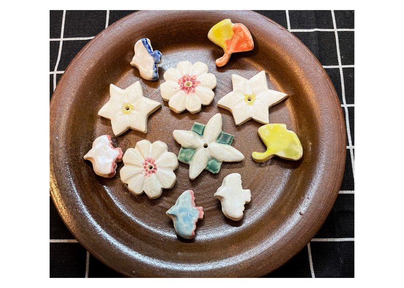 别针二款【飞鸟】【杏叶】 - 胸针 - 陶 白色