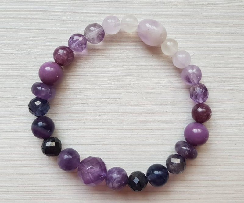 增智慧降低焦虑顶轮心轮水晶紫色控系列 - 手链/手环 - 水晶 