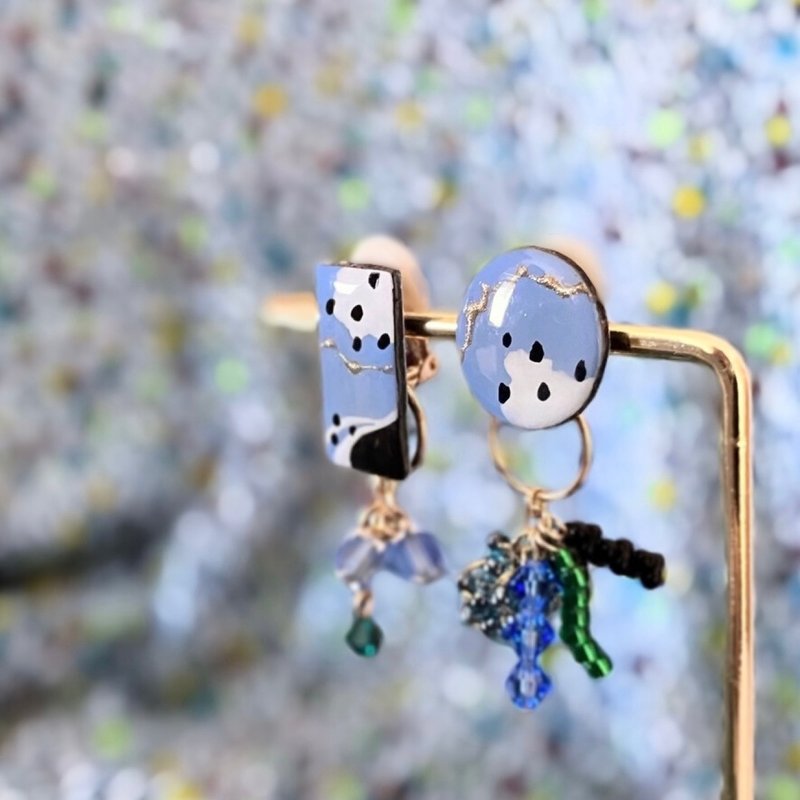 蓝眼菊蓝 耳夹/耳针 - 耳环/耳夹 - 其他材质 蓝色