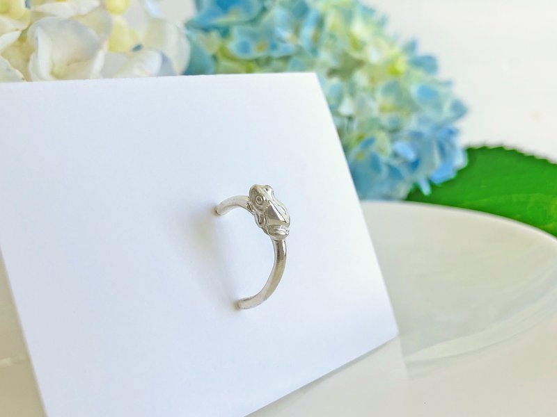 小青蛙圈环耳环 - 耳环/耳夹 - 纯银 银色