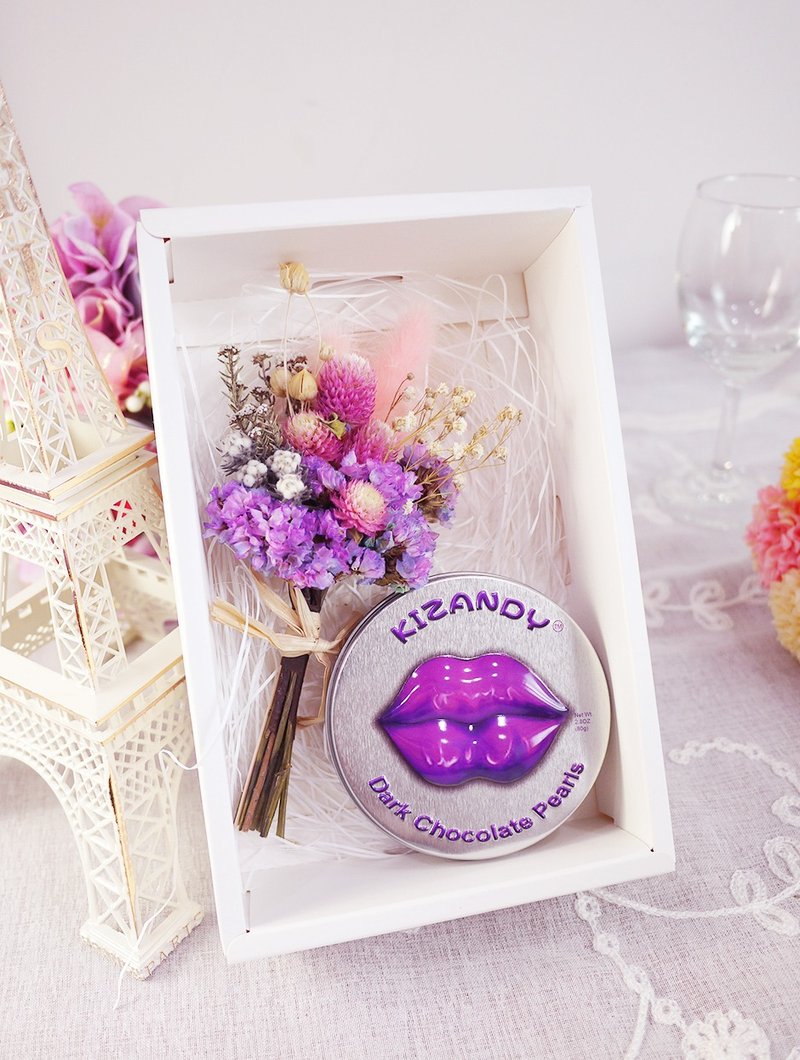 【Kizandy】香吻花漾巧克力礼盒 粉花 干燥花 - 植栽/盆栽 - 植物．花 