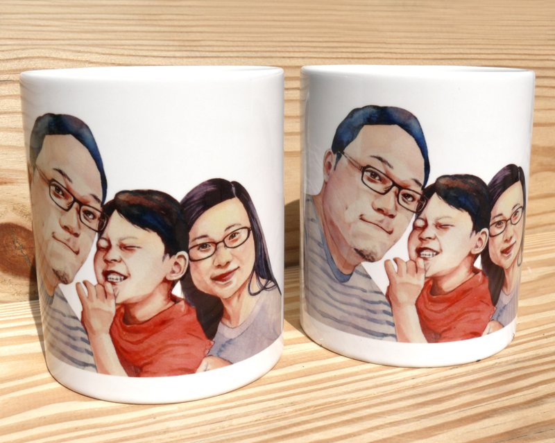 人像水彩手绘-马克杯订制 - 订制画像 - 陶 白色