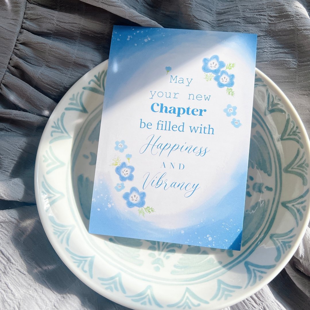 心意卡 欢送 明信片 粉蝶花 蓝色 文具 日本 thank you card - 卡片/明信片 - 纸 蓝色