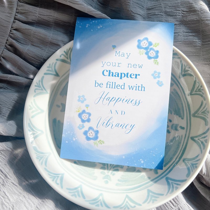 心意卡 欢送 明信片 粉蝶花 蓝色 文具 日本 thank you card - 卡片/明信片 - 纸 蓝色