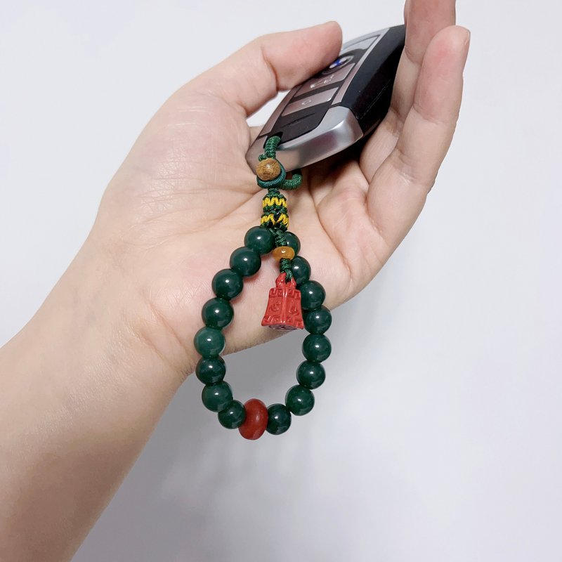 称心如意 福到底 朱砂 玛瑙汽车钥匙扣 包挂 挂件 复古钥匙链 - 钥匙链/钥匙包 - 玉石 