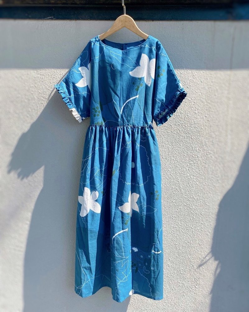 伊藤华尔滋 青 - 森林系俐落洋 - 洋装/连衣裙 - 棉．麻 蓝色