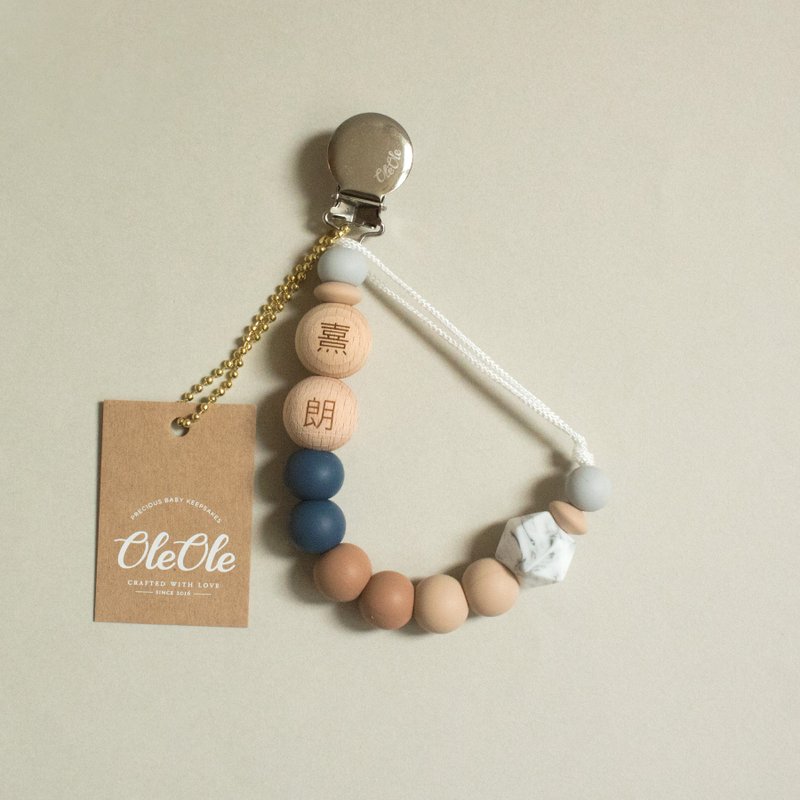 定制化婴儿刻名奶嘴链 奶嘴夹 弥月礼盒 固齿器 牙胶 自订 奶嘴链 - 玩具/玩偶 - 硅胶 多色