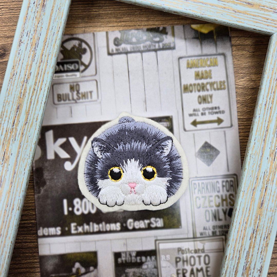 【刺绣烫贴 熨烫绣片 熨烫贴 烫布贴】躲猫猫 - 其他 - 绣线 灰色