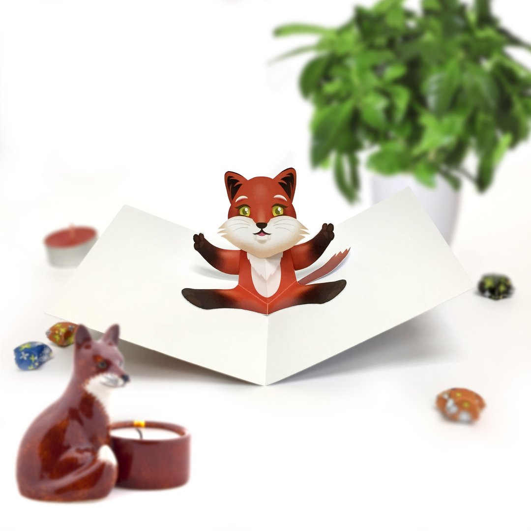 狐狸卡 | 狐狸生日卡 | 狐狸弹出卡 | 狐狸 - 卡片/明信片 - 纸 