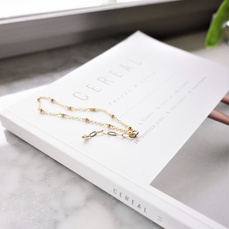 gold metal labradorite 2WAY station bracelet / anklet - 手链/手环 - 其他金属 金色