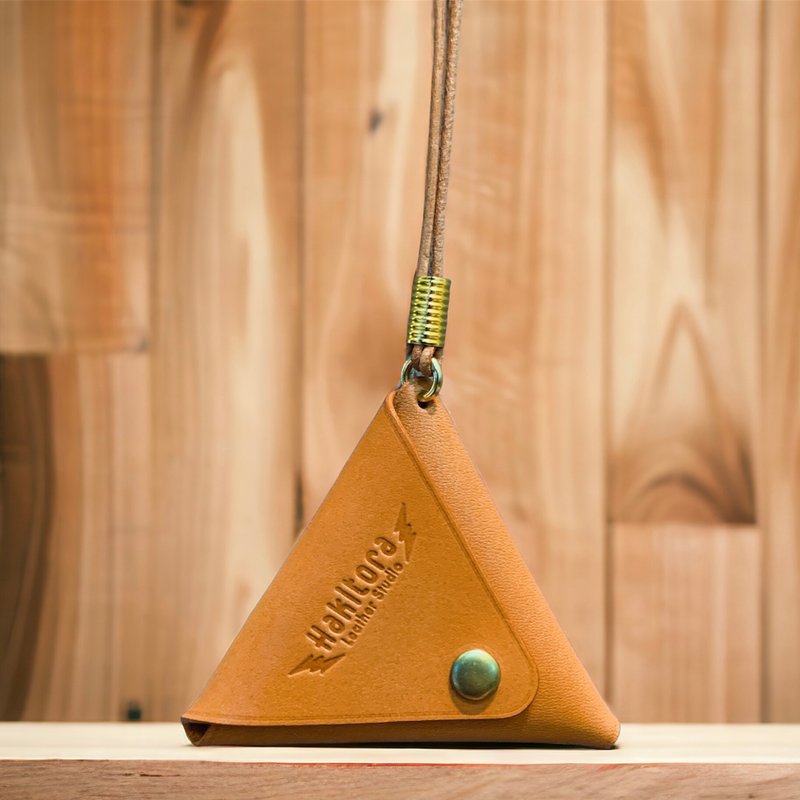 【三角零钱包 / 牛皮零钱包 / 手工真皮零钱包 / 植鞣革零钱包】 - 零钱包 - 真皮 橘色