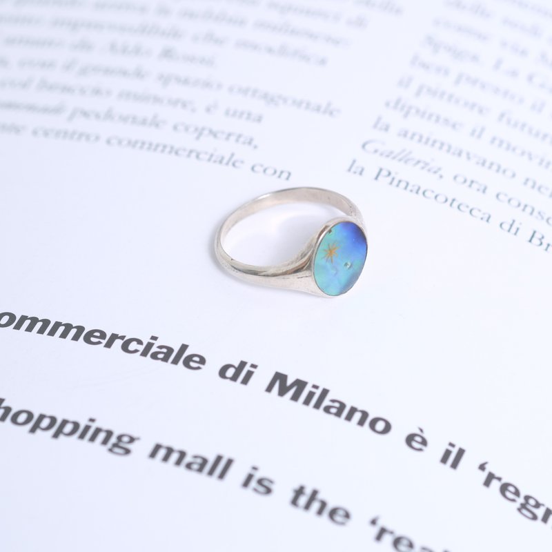 贝壳 莳绘 轻珠宝 戒指 #22 - 戒指 - 银 白色