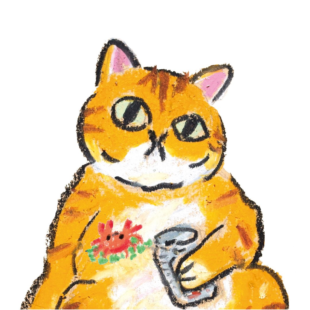 醉猫透明贴_胖橘大叔 - 贴纸 - 防水材质 