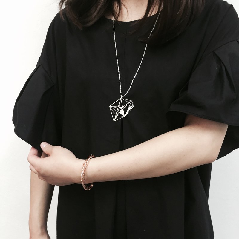 银色钻石切面项链 ∎Silver Facet Diamond necklace ∎ Illusion collection ∎ - 项链 - 其他金属 银色