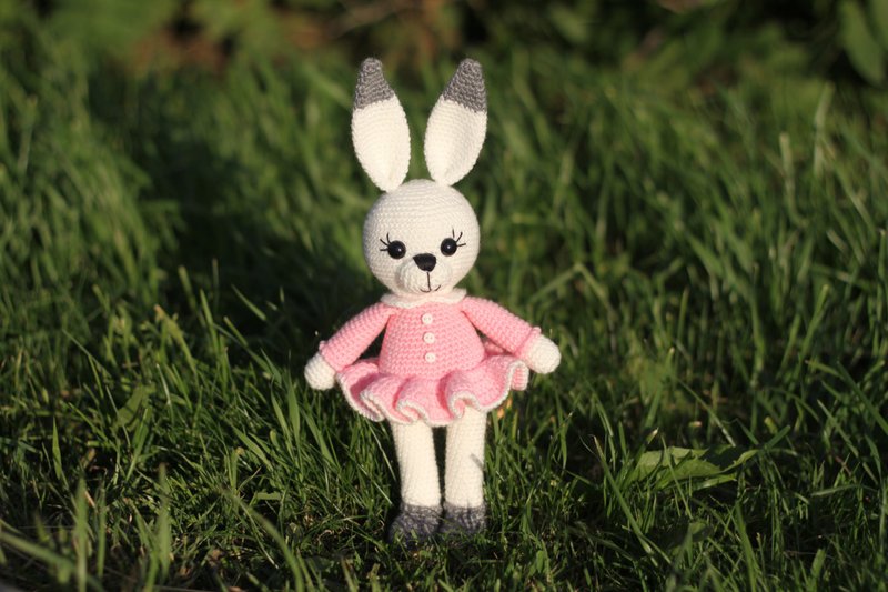 Crochet Bunny, Crochet Bunny Stuffed toy, Bunny Pink, Bunny toy crochet - 玩具/玩偶 - 羊毛 