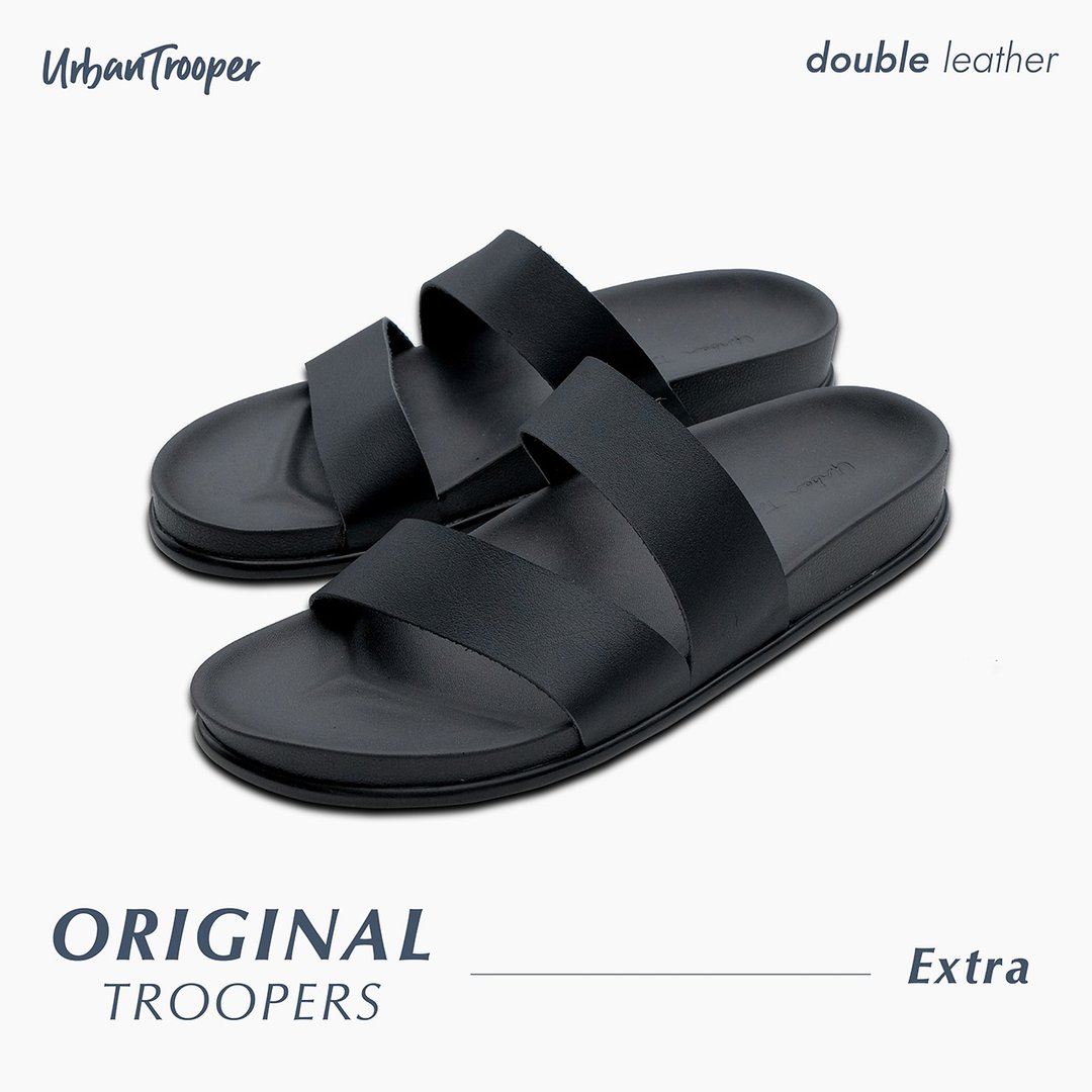 Urban Trooper, Original Troopers Leather, Color : Charcoal - 拖鞋 - 真皮 