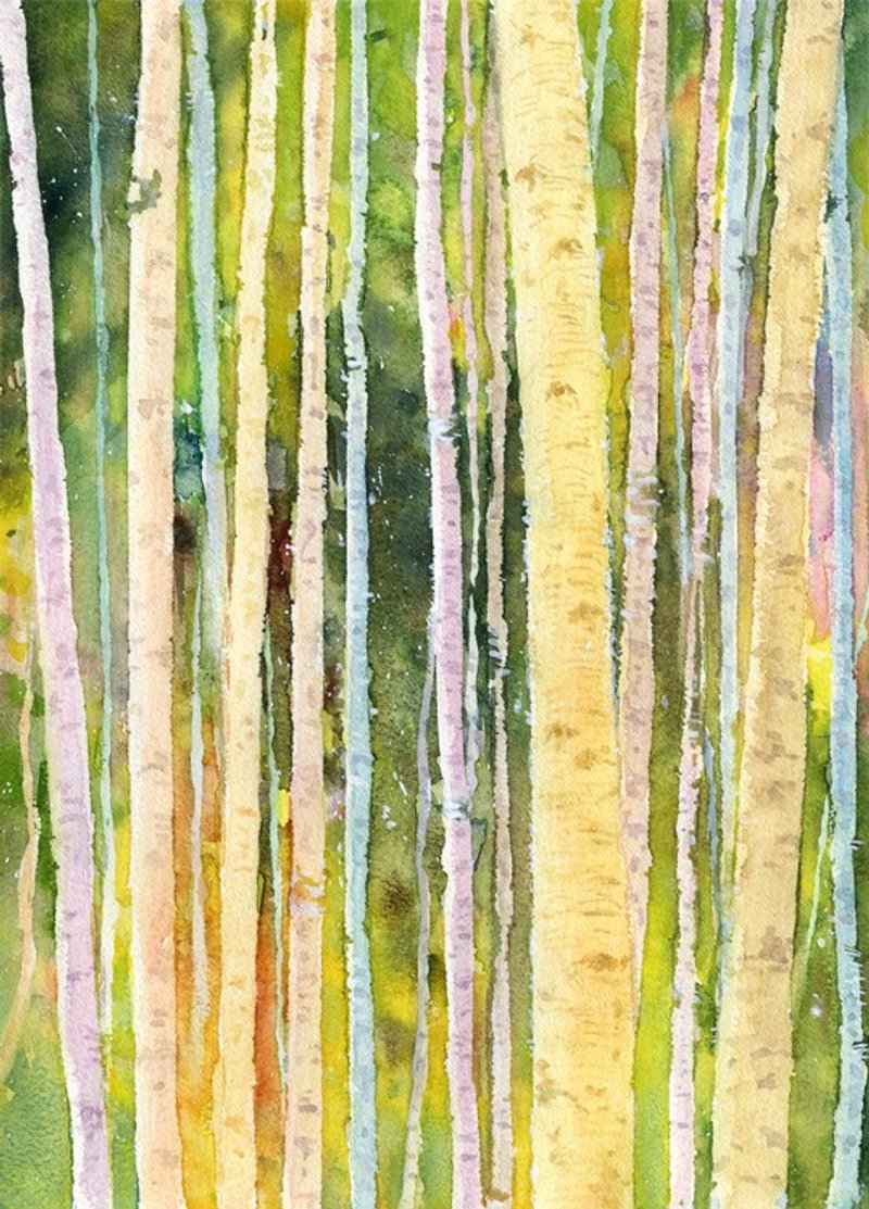 Sound of the watercolor forest - 海报/装饰画/版画 - 纸 黄色