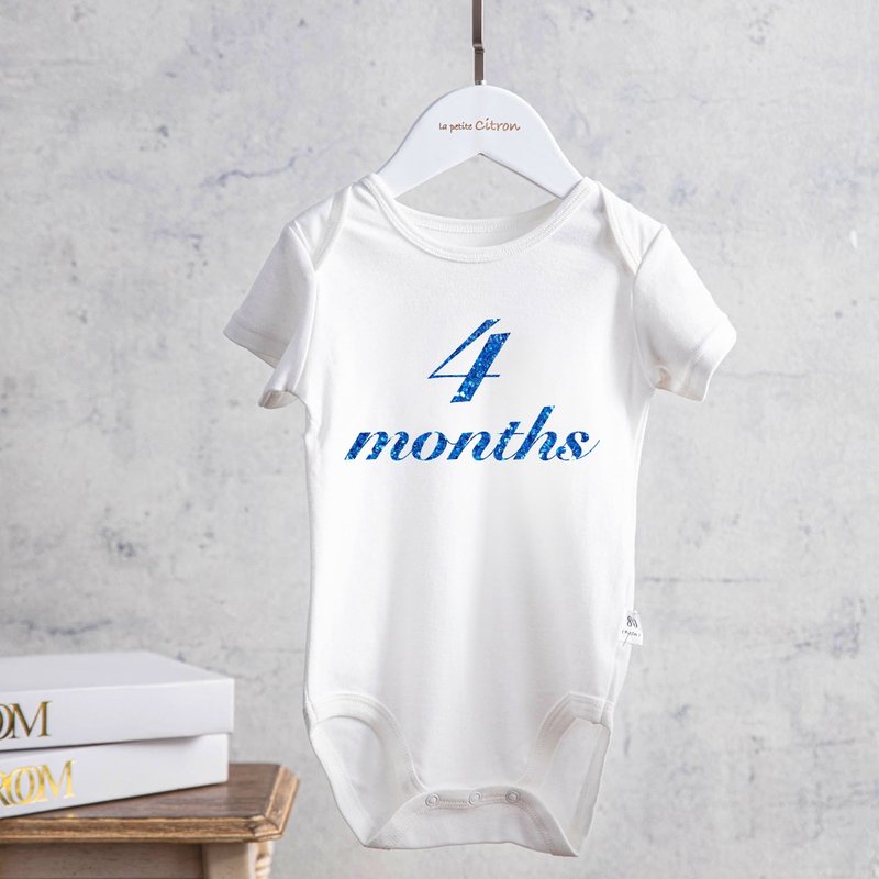 4months四周岁  宝蓝烫金包屁衣 男宝专属新生儿周岁礼 宝宝生日 - 包屁衣/连体衣 - 棉．麻 白色