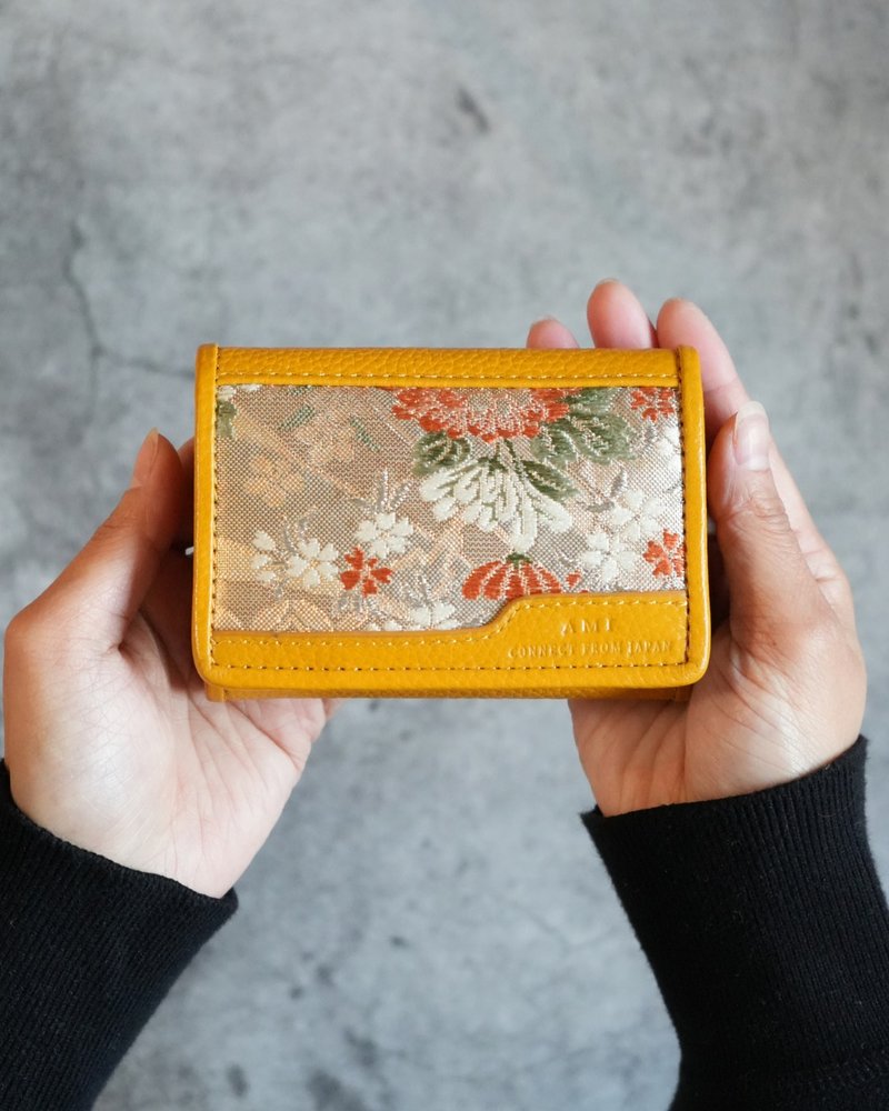 织带与真皮名片夹 (ami-c) - 名片夹/名片盒 - 真皮 黄色