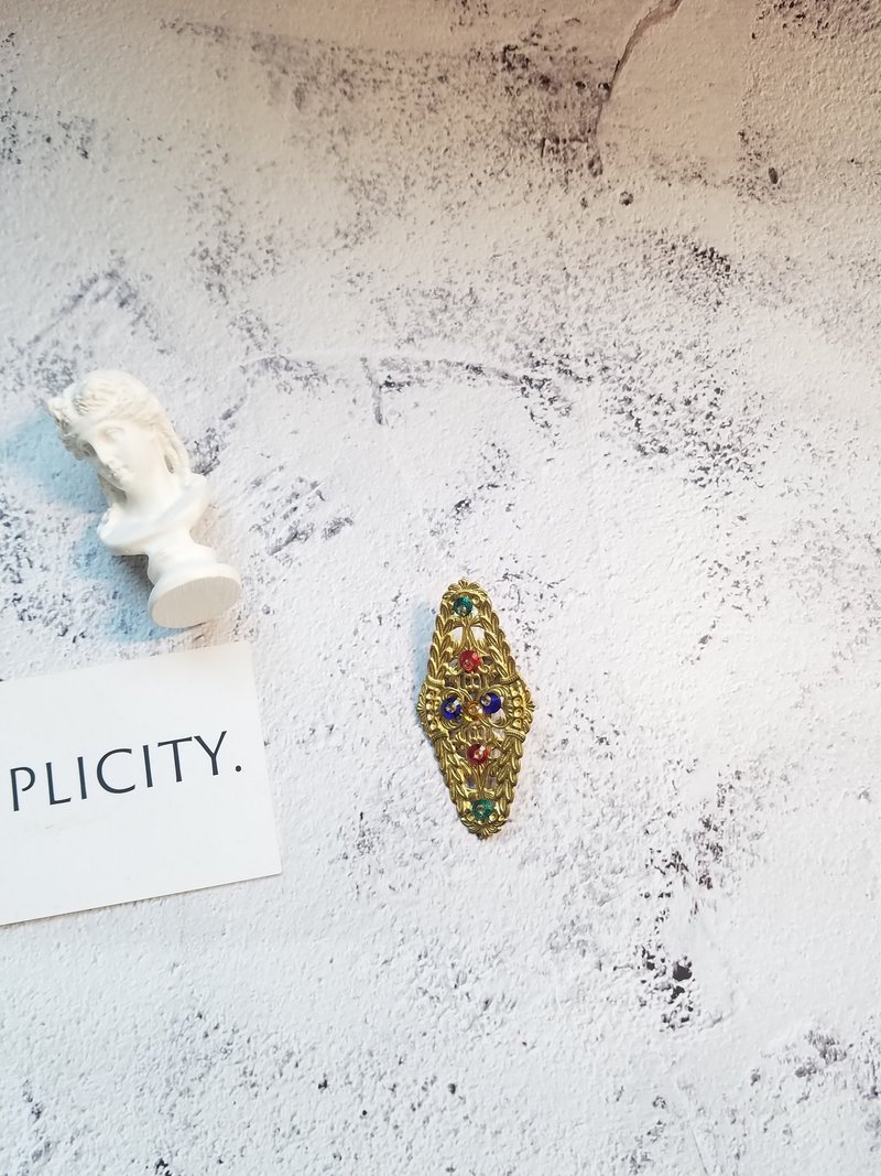 联名设计款式中国风铜片麦穗钉珠胸针旗袍胸花 - 胸针 - 铜/黄铜 黄色