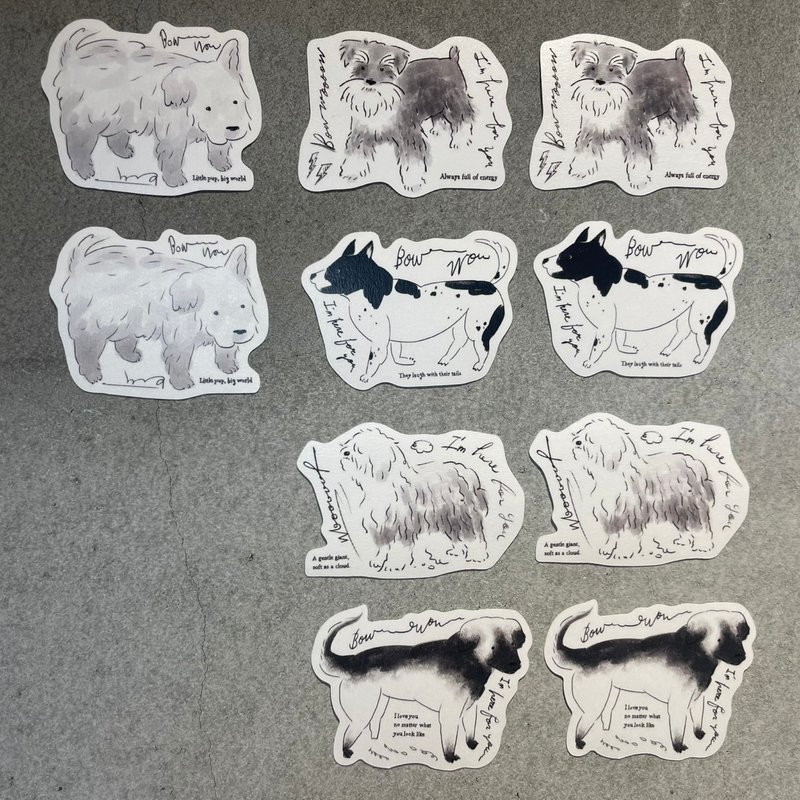 和纸贴纸综合包 | 五款狗狗图案 - 纸胶带 - 纸 